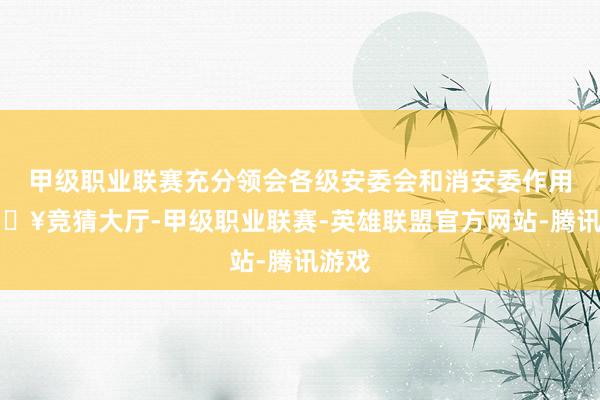 甲级职业联赛充分领会各级安委会和消安委作用-🔥竞猜大厅-甲级职业联赛-英雄联盟官方网站-腾讯游戏